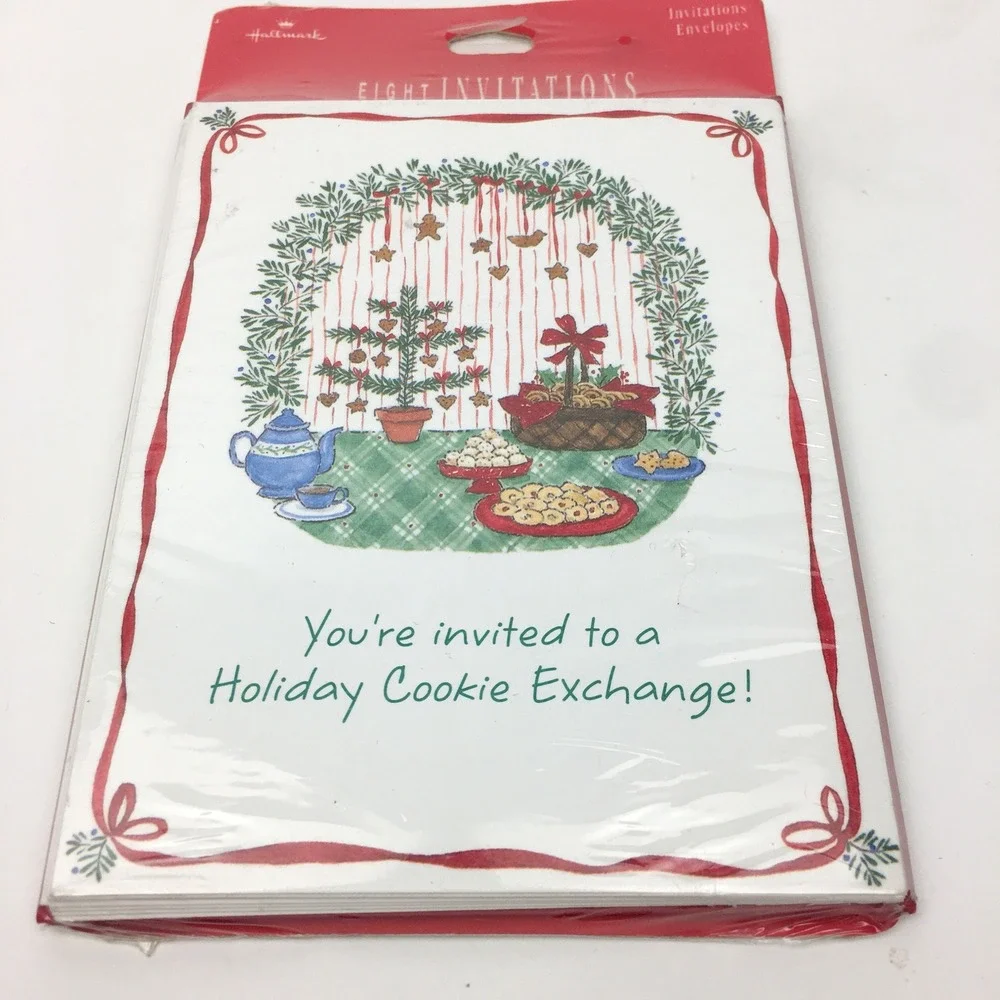 8 Vtg Hallmark‎ Christmas Holiday Cookie Exchange Party Event Invitation Sealed